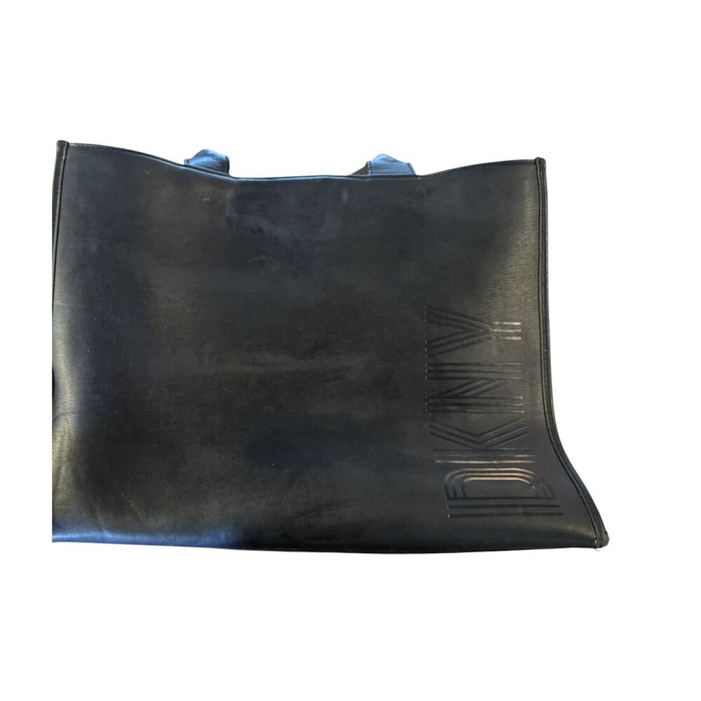 DKNY Faux Leather Large Logo Briefcase Tote Black Office Bag Removable Straps - Picture 9 of 9